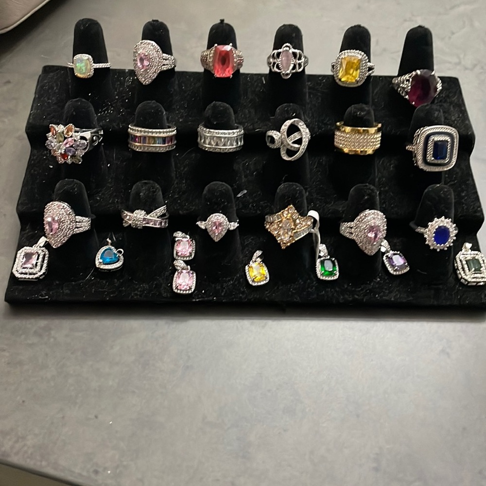 18 Beautiful Rings with 8 matching pendants for necklaces. Great Valentines Day!